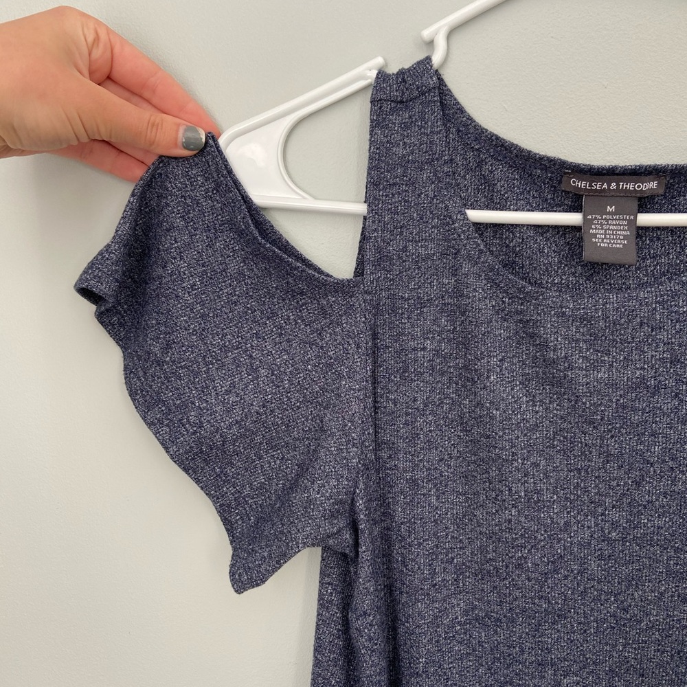 Chelsea & Theodore Dark Blue Open Shoulder blouse